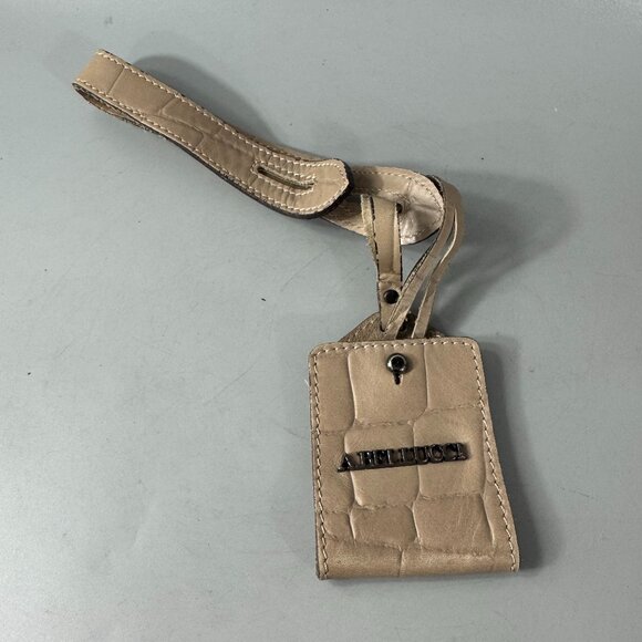 A. Bellucci Ashy Gray Croc-embossed Leather Tag - Picture 1 of 9